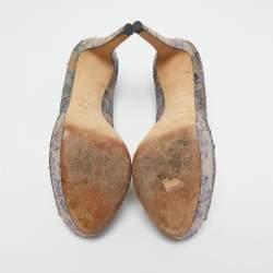 Pre Owned Jimmy Choo Metallic Lace Dahlia Peep Toe Platform Pumps Size 41