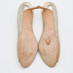 Pre Owned Jimmy Choo Metallic Gold Glitter Peep Toe Pumps Size 41