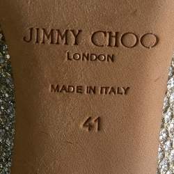 Pre Owned Jimmy Choo Metallic Gold Glitter Peep Toe Pumps Size 41