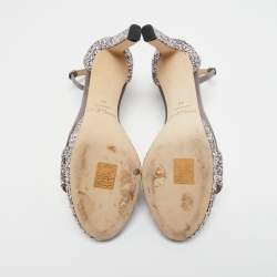 Pre Owned Jimmy Choo Metallic Bronze/Sliver Glitter Misty Sandals Size 38