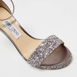 Pre Owned Jimmy Choo Metallic Bronze/Sliver Glitter Misty Sandals Size 38