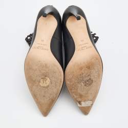 Pre Owned Jimmy Choo Black Leather Laser Cut Ankle Length Boots Size 39