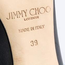 Pre Owned Jimmy Choo Black Leather Laser Cut Ankle Length Boots Size 39