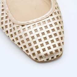 Pre Owned Jimmy Choo Gold Leather Laser Cut Ballet Flats Size 40