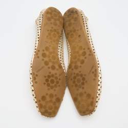 Pre Owned Jimmy Choo Gold Leather Laser Cut Ballet Flats Size 40