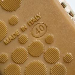 Pre Owned Jimmy Choo Gold Leather Laser Cut Ballet Flats Size 40