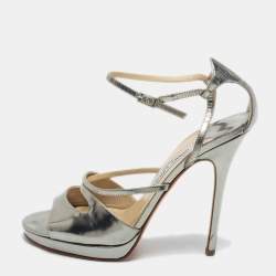 Pre Owned Jimmy Choo Metallic Bronze Leather Ankle Strap Sandals Size 39