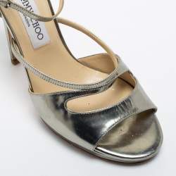 Pre Owned Jimmy Choo Metallic Bronze Leather Ankle Strap Sandals Size 39