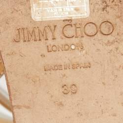 مملوكة مسبقًا Jimmy Choo Gold Leather JC Emblem Wedge Sandals Size 39