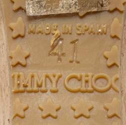 Pre Owned Jimmy Choo Off White Patent Leather Criss Cross Prima Cork Wedge Sandals Size 41