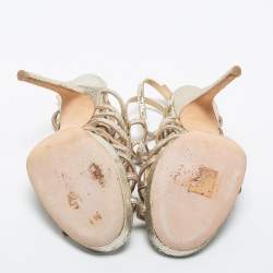 مملوكة مسبقًا Jimmy Choo Light Gold Texture Leather  Strappy  Sandals Size  37