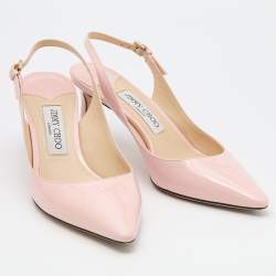 Pre Owned Jimmy Choo Light Pink Patent Leather Erin Pointed Toe Slingback Pumps Size 38