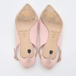 Pre Owned Jimmy Choo Light Pink Patent Leather Erin Pointed Toe Slingback Pumps Size 38