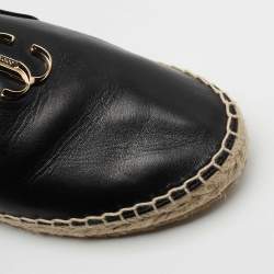 Pre Owned Jimmy Choo Black Leather Espadrille Flats Size 36
