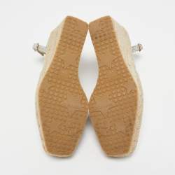 Pre Owned Jimmy Choo Grey/Beige Suede Wedge Sandals Size 37.5