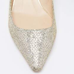 Pre Owned Jimmy Choo Gold Glitter Romy Pumps Size 40