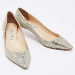 Pre Owned Jimmy Choo Gold Glitter Romy Pumps Size 40