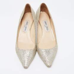 Pre Owned Jimmy Choo Gold Glitter Romy Pumps Size 40