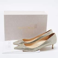 Pre Owned Jimmy Choo Gold Glitter Romy Pumps Size 40