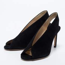 مملوكة مسبقًا Jimmy Choo Suede Shar Peep Toe Slingback Sandals Size 36.5