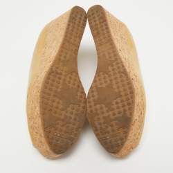 Pre Owned Jimmy Choo Yellow Patent Leather Parley Wedge Pumps Size 41