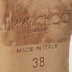 Pre Owned Jimmy Choo Gold Glitter and Leather Ankle Strap  Sandals Size 38