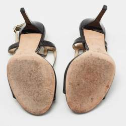 Pre Owned Jimmy Choo Black Patent Leather Paxton Sandals Size 38