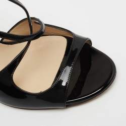 Pre Owned Jimmy Choo Black Patent Leather Paxton Sandals Size 38