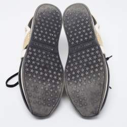 Pre Owned Jimmy Choo Black Leather and Patent Low Top Sneakers Size 39