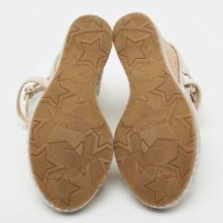 مملوكة مسبقًا Jimmy Choo Light Grey Lizard Embossed Leather Alanah Wedge Sandals Size 35