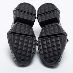 Pre Owned Jimmy Choo Black Monogram Leather Diamond Sneakers Size 36