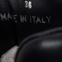 Pre Owned Jimmy Choo Black Monogram Leather Diamond Sneakers Size 36