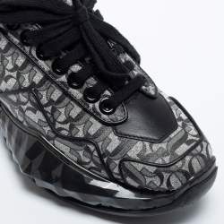 Pre Owned Jimmy Choo Black Monogram Leather Diamond Sneakers Size 36