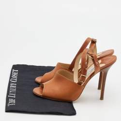 Pre Owned Jimmy Choo Brown Leather Ankle Strap Sandals Size 39