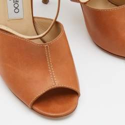 Pre Owned Jimmy Choo Brown Leather Ankle Strap Sandals Size 39