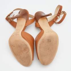 Pre Owned Jimmy Choo Brown Leather Ankle Strap Sandals Size 39
