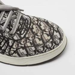 Pre Owned Jimmy Choo Silver/Black Glitter and Leather Hawaii Sneakers Size 40