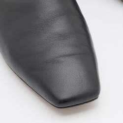 Pre Owned Jimmy Choo Black Leather Square Toe Ballet Flats Size 37