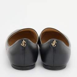 Pre Owned Jimmy Choo Black Leather Square Toe Ballet Flats Size 37