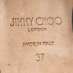 Pre Owned Jimmy Choo Black Leather Square Toe Ballet Flats Size 37