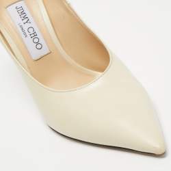 Pre Owned Jimmy Choo Cream Leather Romy Pumps Size 38