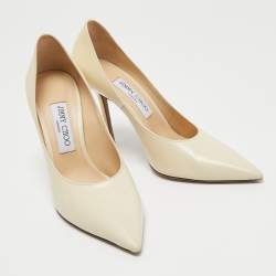 Pre Owned Jimmy Choo Cream Leather Romy Pumps Size 38
