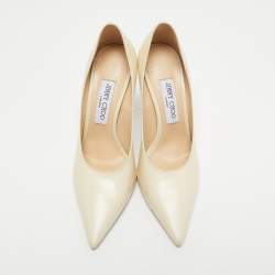 Pre Owned Jimmy Choo Cream Leather Romy Pumps Size 38