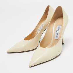 Pre Owned Jimmy Choo Cream Leather Romy Pumps Size 38