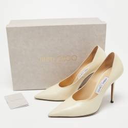 Pre Owned Jimmy Choo Cream Leather Romy Pumps Size 38