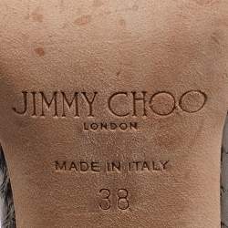 Pre Owned Jimmy Choo Tricolor Python Leather Strappy Sandals Size 38