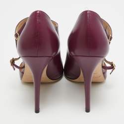 Pre Owned Jimmy Choo Purple Leather Pointed Toe Pumps Size 39