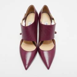 Pre Owned Jimmy Choo Purple Leather Pointed Toe Pumps Size 39
