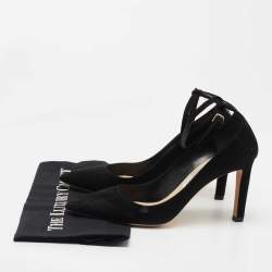Pre Owned Jimmy Choo Black Suede and PVC Ankle Strap Pumps Size 39