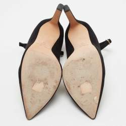 Pre Owned Jimmy Choo Black Suede and PVC Ankle Strap Pumps Size 39